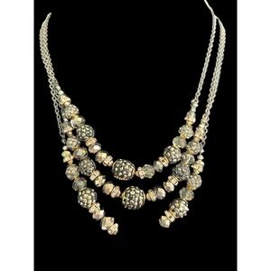 Sparkling Crystal‎ Three Strand Loft Necklace Nice